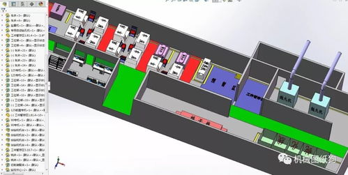 厂房设备布置图3d模型图纸 solidworks设计
